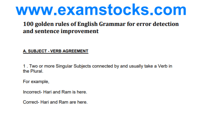 100+ Golden Rules Of English Grammar PDF Download