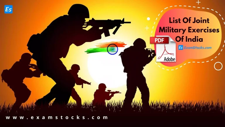 List Of Joint Military Exercises Of India PDF 2022 Download