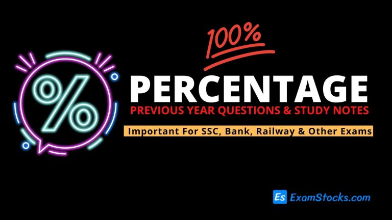 Percentage Previous Year Questions PDF & Study Notes