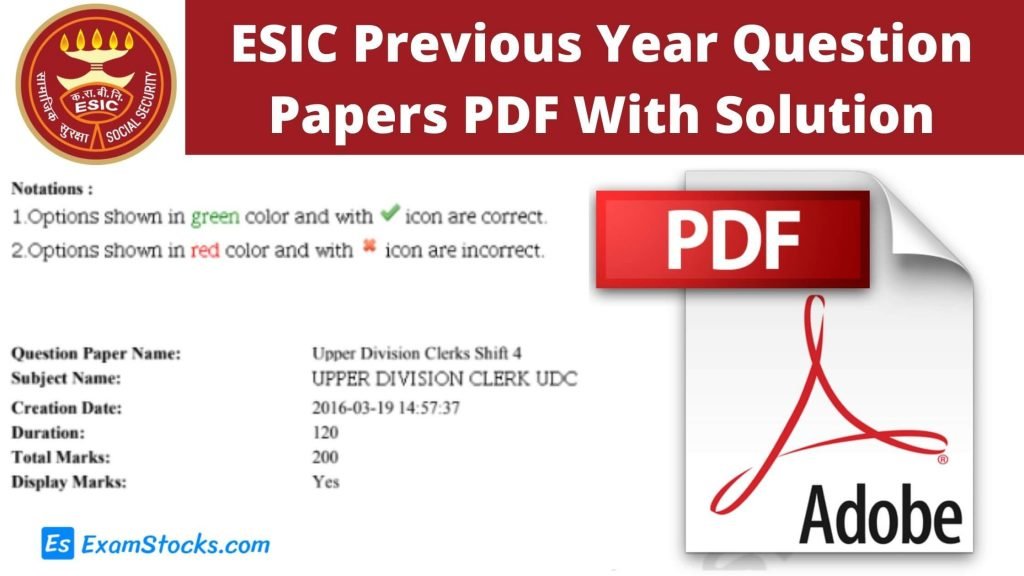 ESIC Previous Year Question Papers PDF