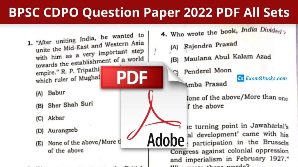 BPSC CDPO Question Paper 2022 PDF