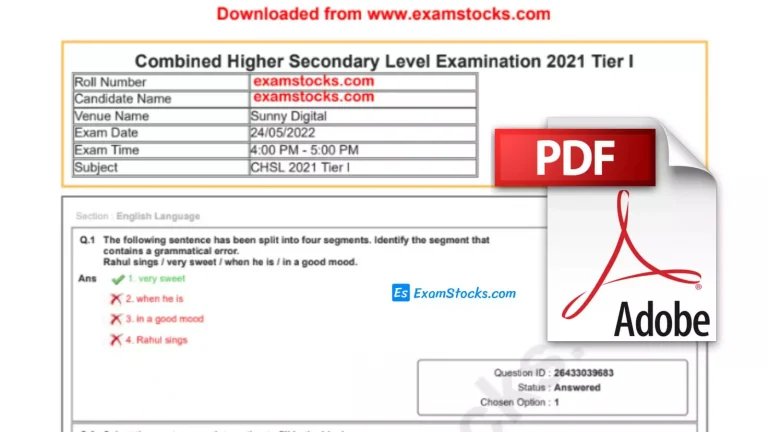 SSC CHSL Question Paper 2021 PDF