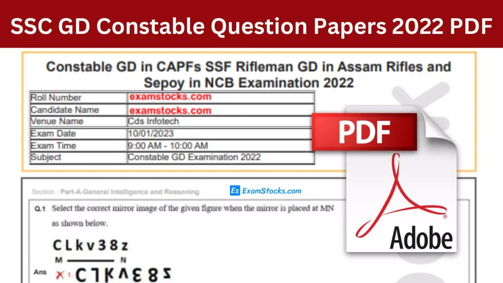 SSC GD Constable Question Paper 2022 PDF