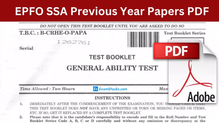 EPFO SSA Previous Year Papers PDF Till Now