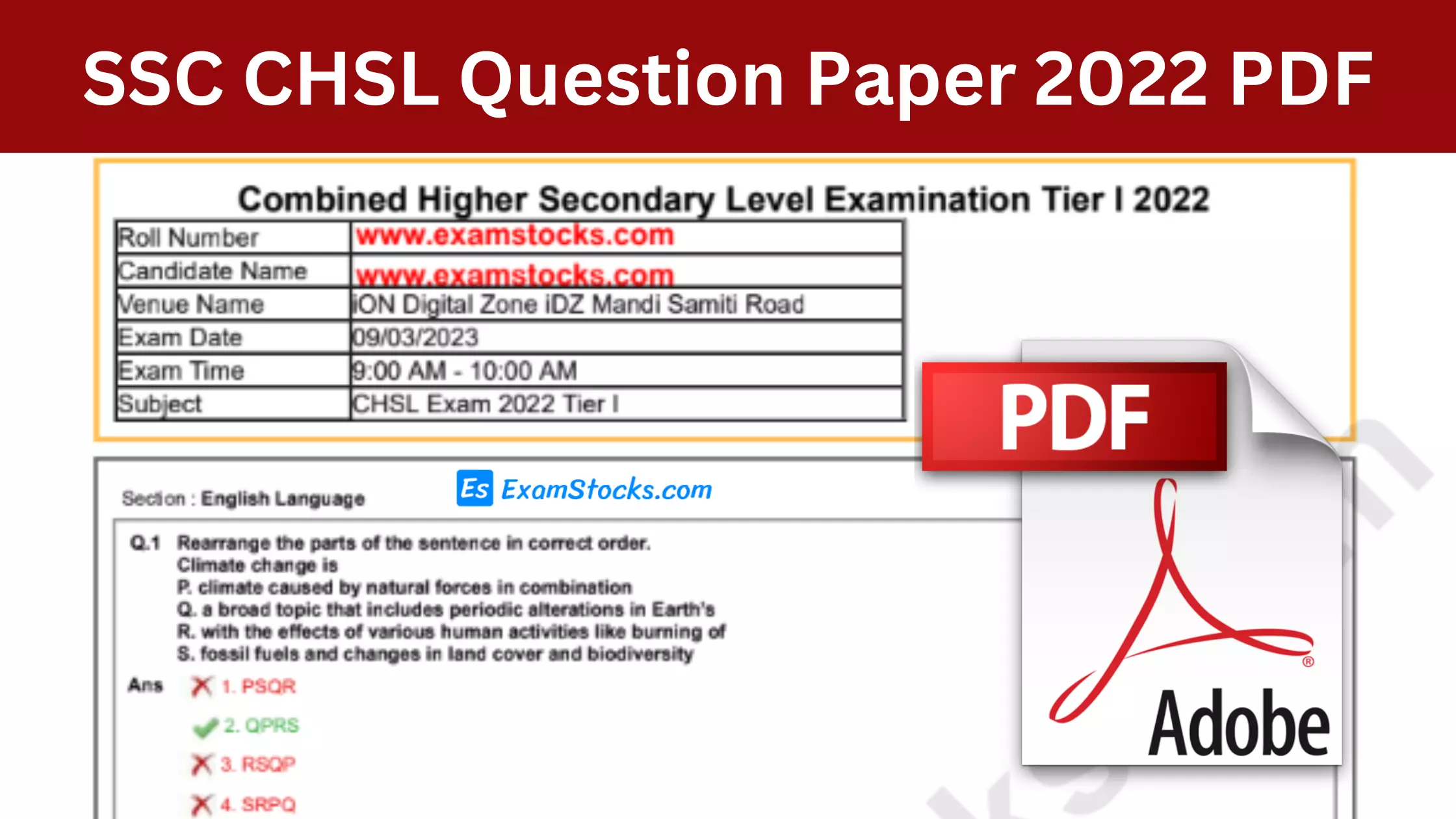 SSC CHSL Question Paper 2022 PDF