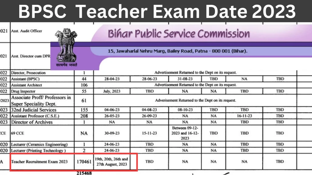 BPSC Teacher Recruitment exam date 