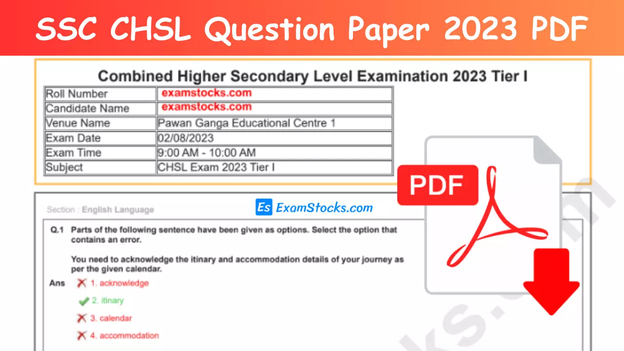 SSC CHSL Question Paper 2023 PDF