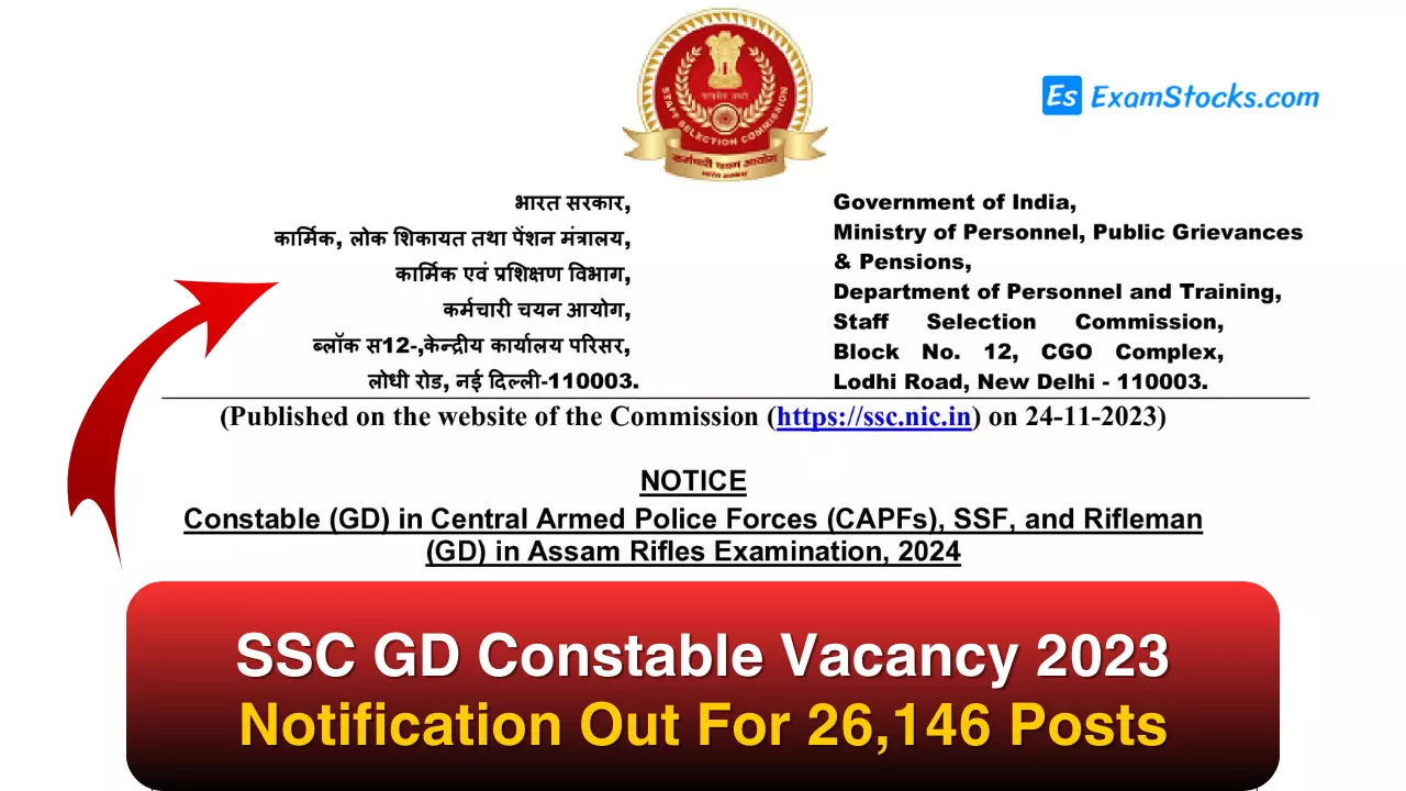 SSC GD Constable Vacancy 2023 Notification