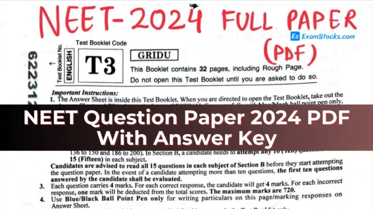 NEET Question Paper 2024 PDF With Answer Key All Sets