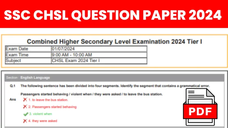 SSC CHSL Question Paper 2024 PDF