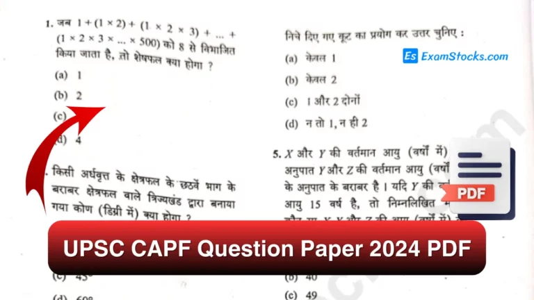 UPSC CAPF Question Paper 2024 PDF